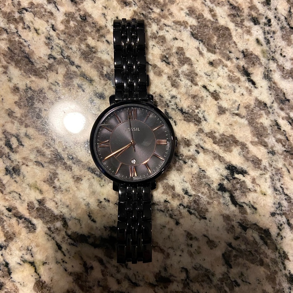 Black and Gold Fossil Watch (womens)